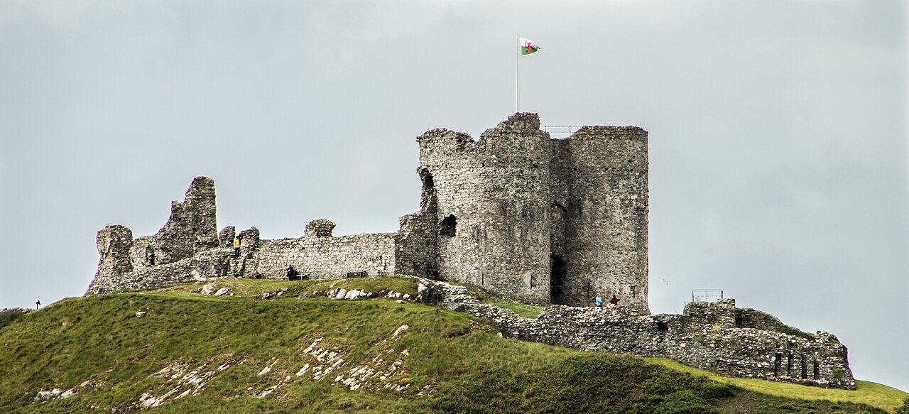 Criccieth Castle on its green hill above the town
