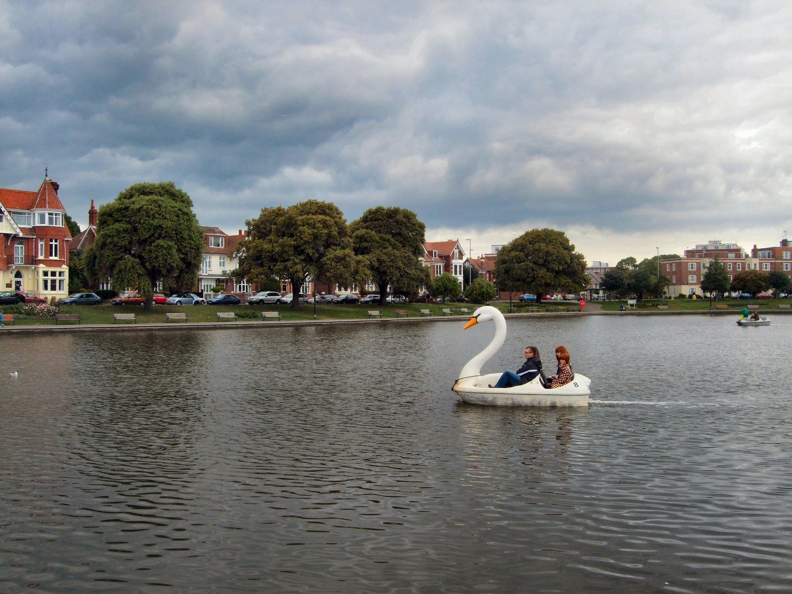 Representative pedal boat on a lake